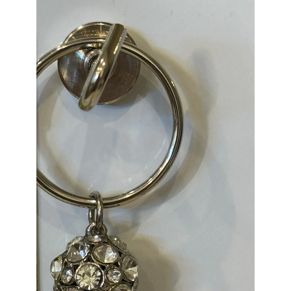 Silver Tone Pave Rhinestone Disco Ball Key Ring Key Chain Charm Accessory